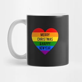 LGBT Rainbow heart, merry Christmas Mug